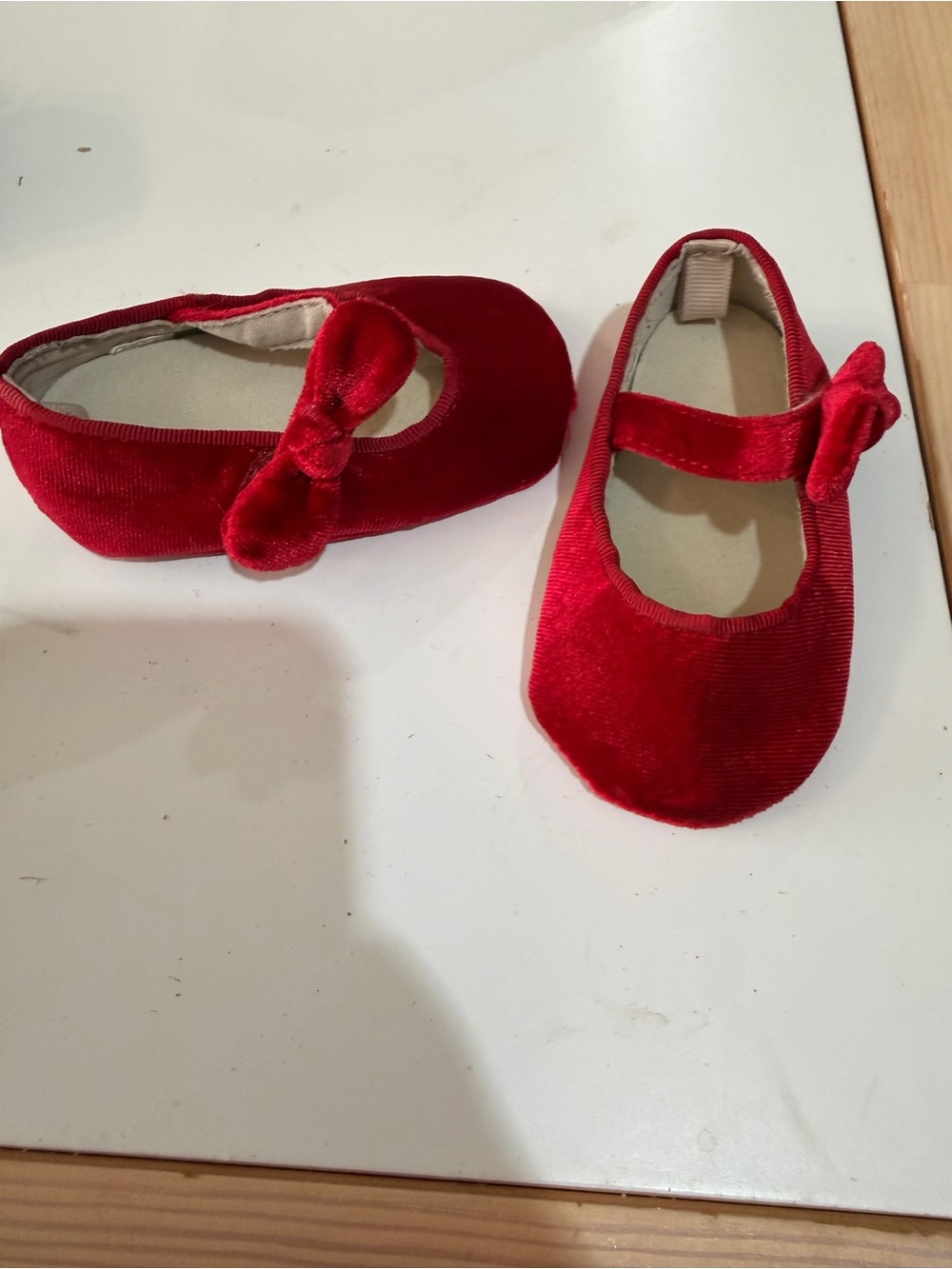 Red Velvet Mary Jane Baby Shoes with Bow